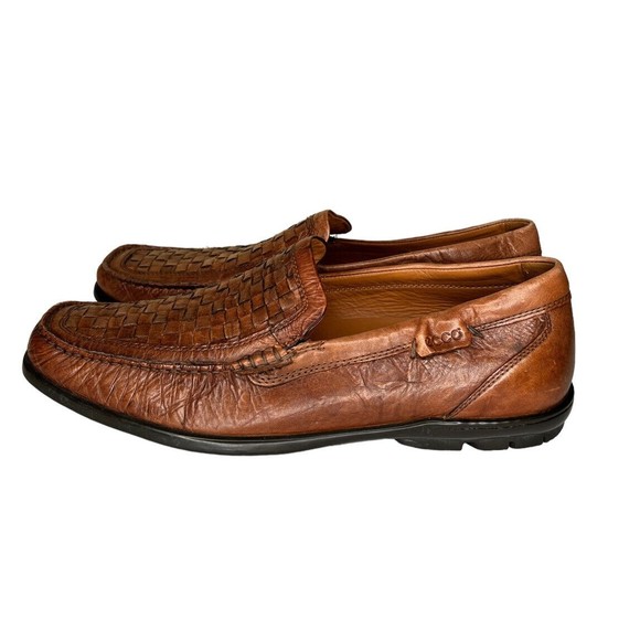 Ecco Brown Leather Woven Slip‎ On Dress Shoes Men’s Size 44 US 10-10.5 main image 5